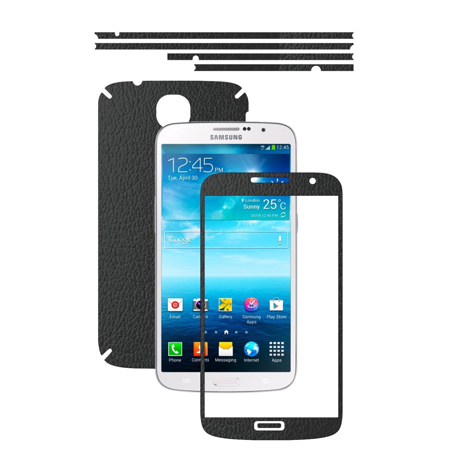 Folie de protectie Carbon Skinz, Husa de tip Skin Adeziv pentru Carcasa, Piele Neagra dedicata Samsung Galaxy Mega 6.3