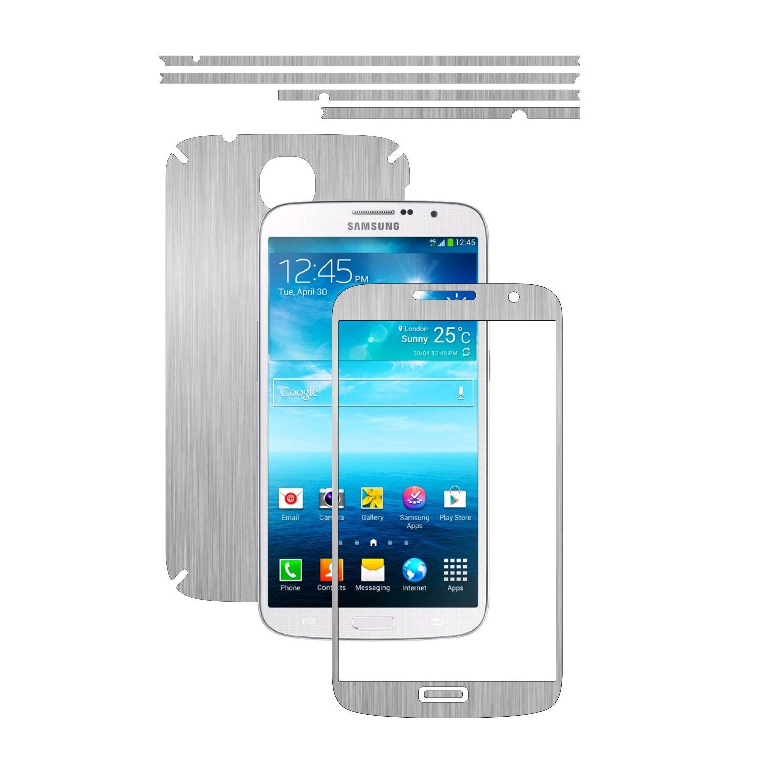 Folie de protectie Carbon Skinz, Husa de tip Skin Adeziv pentru Carcasa, Brushed Argintiu dedicata Samsung Galaxy Mega 6.3