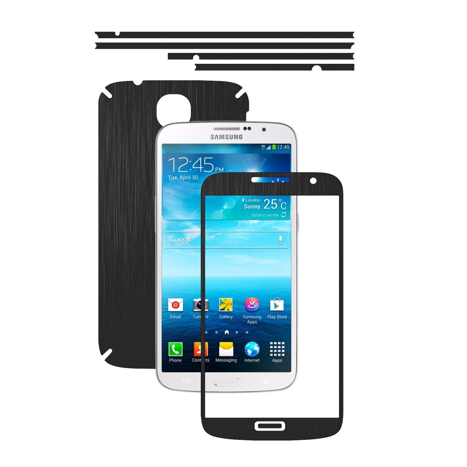 Folie de protectie Carbon Skinz, Husa de tip Skin Adeziv pentru Carcasa, Brushed Negru dedicata Samsung Galaxy Mega 6.3