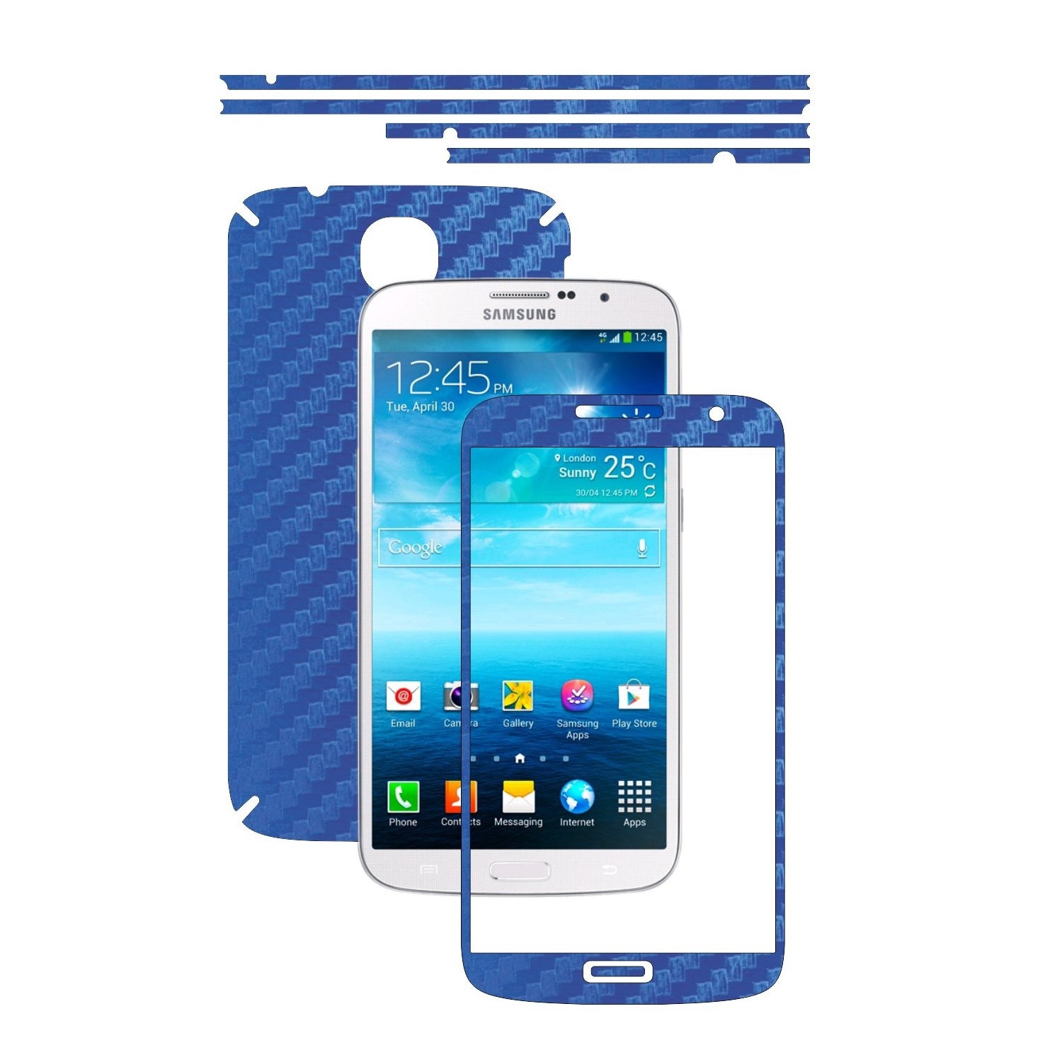 Folie de protectie Carbon Skinz, Husa de tip Skin Adeziv pentru Carcasa, Carbon Albastru dedicata Samsung Galaxy Mega 6.3