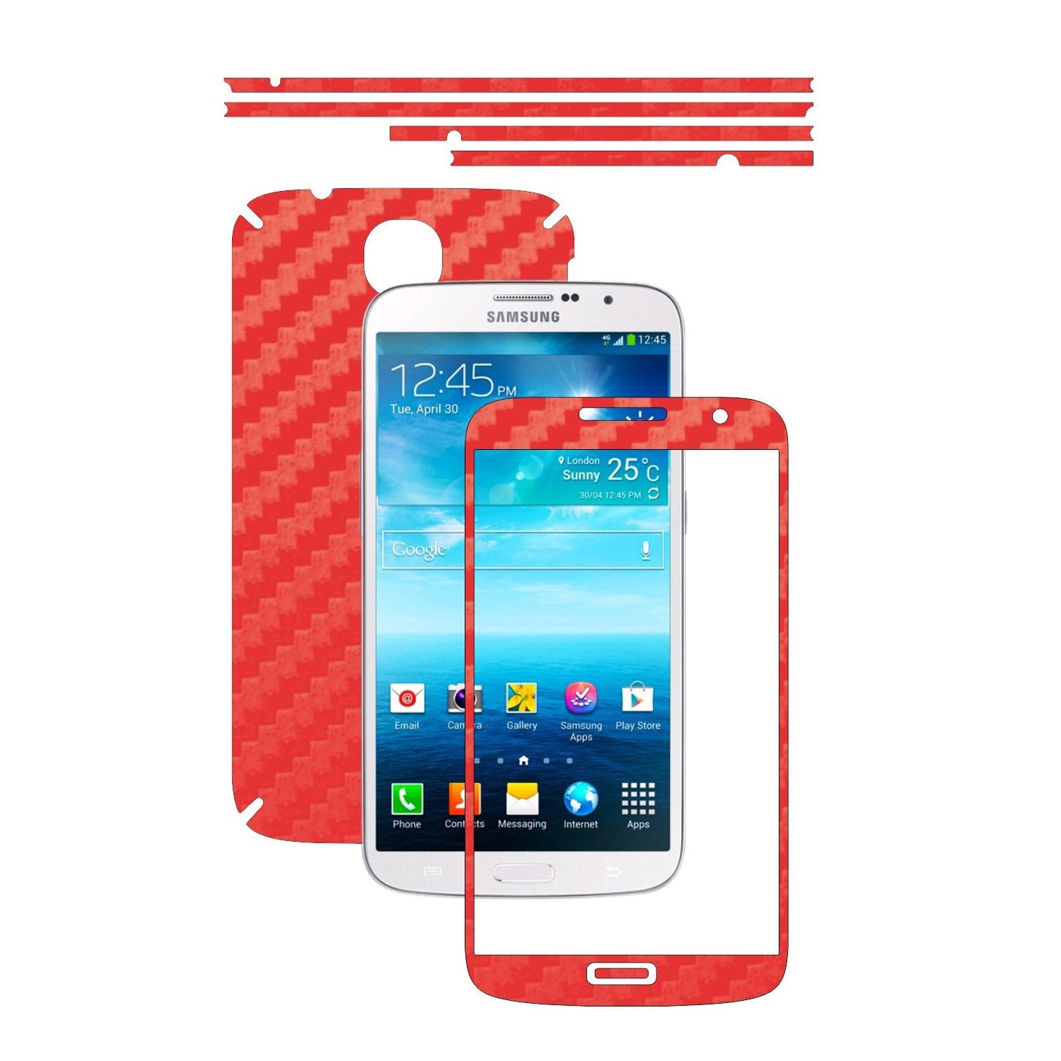 Folie de protectie Carbon Skinz, Husa de tip Skin Adeziv pentru Carcasa, Carbon Rosu dedicata Samsung Galaxy Mega 6.3