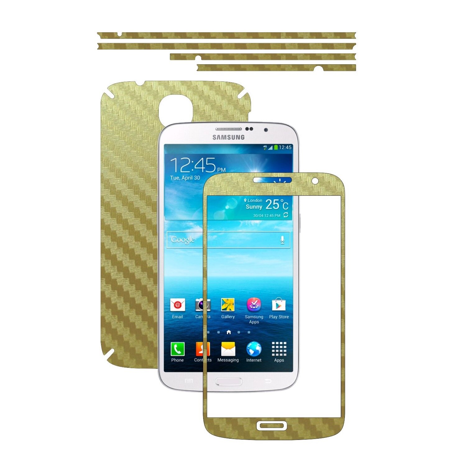 Folie de protectie Carbon Skinz, Husa de tip Skin Adeziv pentru Carcasa, Carbon Auriu dedicata Samsung Galaxy Mega 6.3