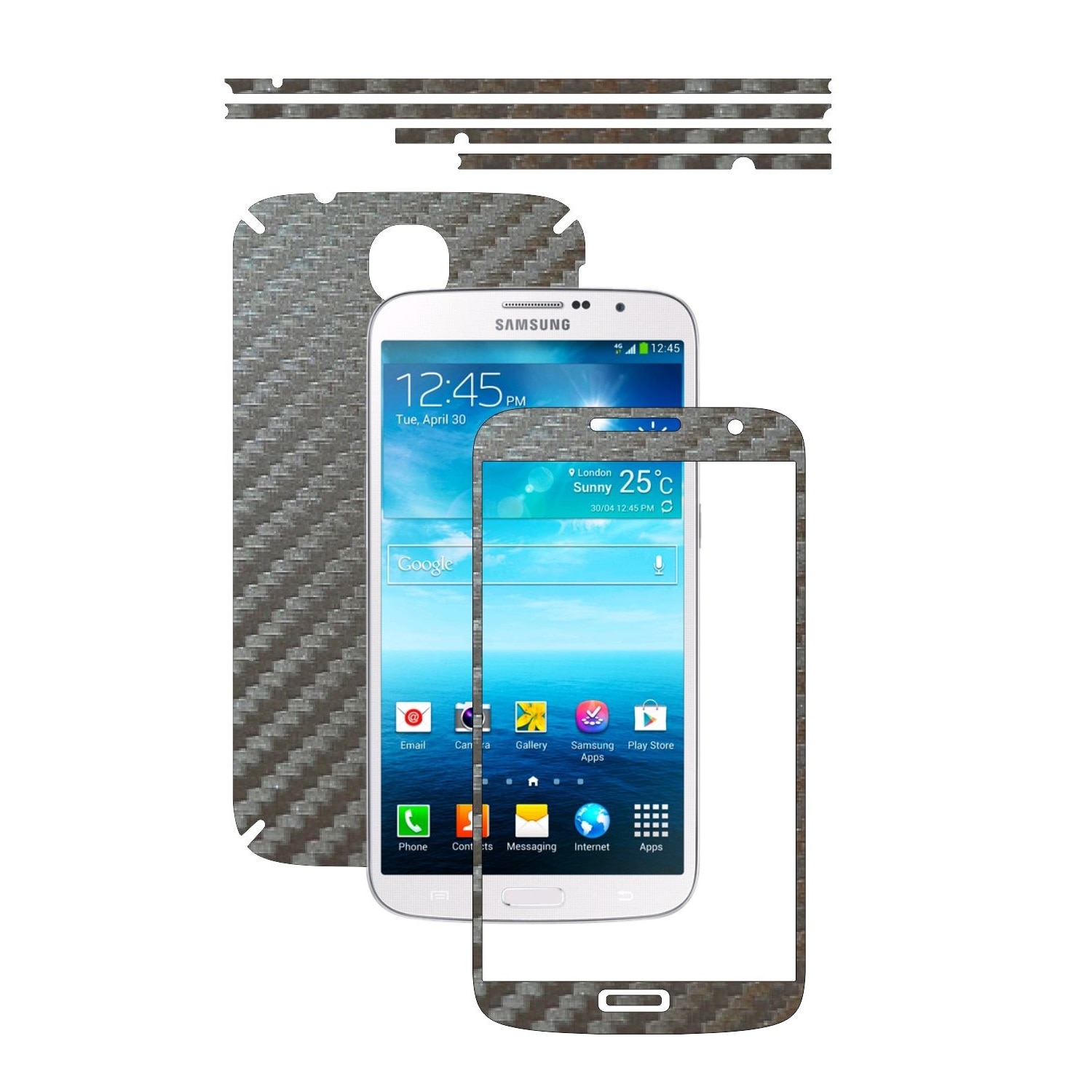 Folie de protectie Carbon Skinz, Husa de tip Skin Adeziv pentru Carcasa, Carbon Gri Argintiu dedicata Samsung Galaxy Mega 6.3