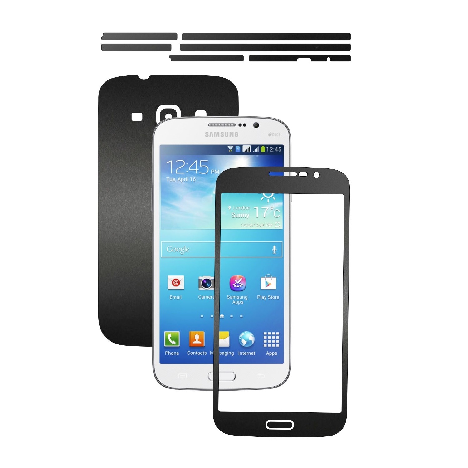 Folie de protectie Carbon Skinz, Husa de tip Skin Adeziv pentru Carcasa, Negru Mat dedicata Samsung Galaxy Mega 5.8