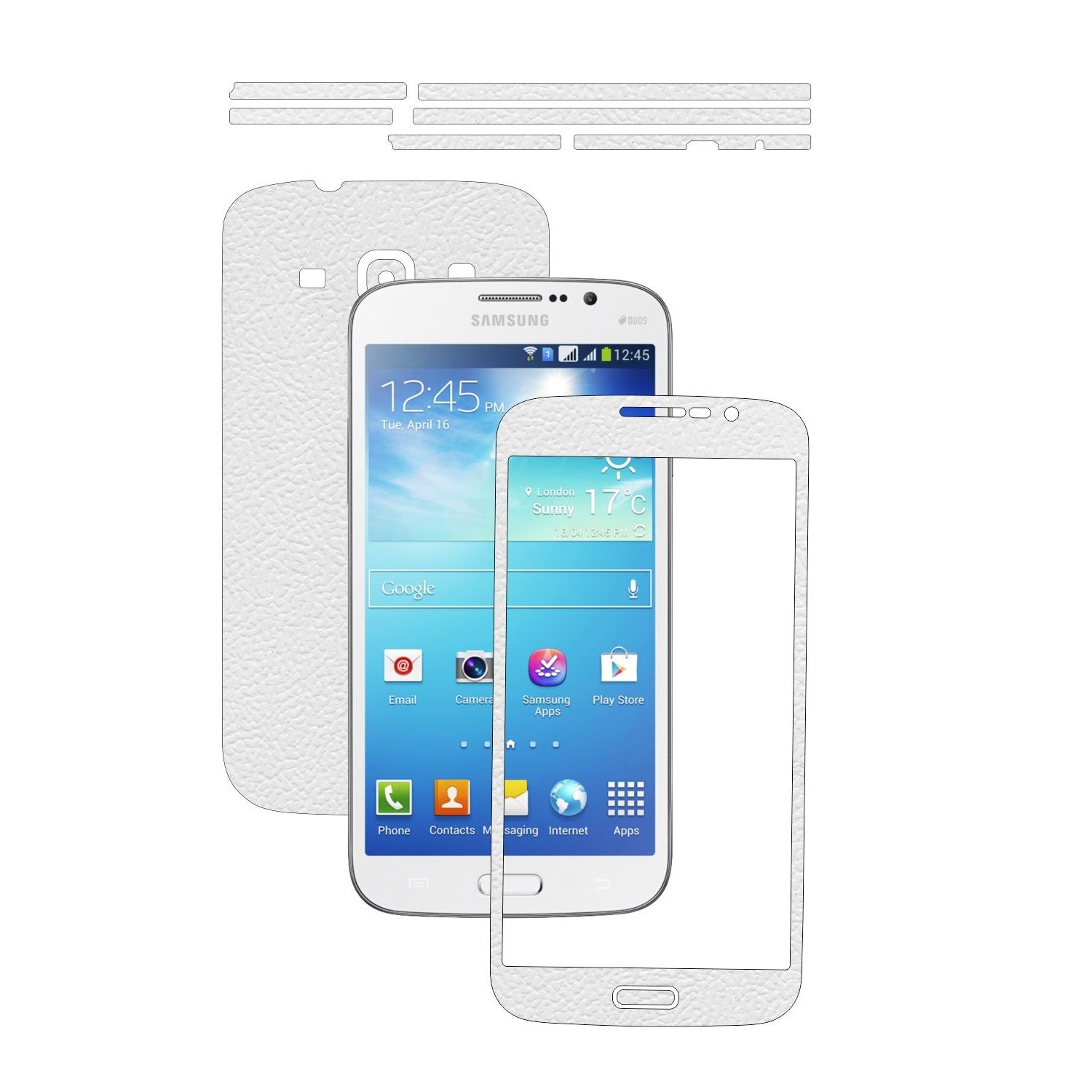 Folie de protectie Carbon Skinz, Husa de tip Skin Adeziv pentru Carcasa, Piele Alba dedicata Samsung Galaxy Mega 5.8