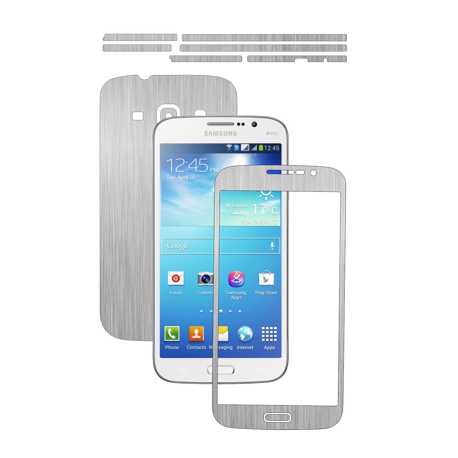 Folie de protectie Carbon Skinz, Husa de tip Skin Adeziv pentru Carcasa, Brushed Argintiu dedicata Samsung Galaxy Mega 5.8