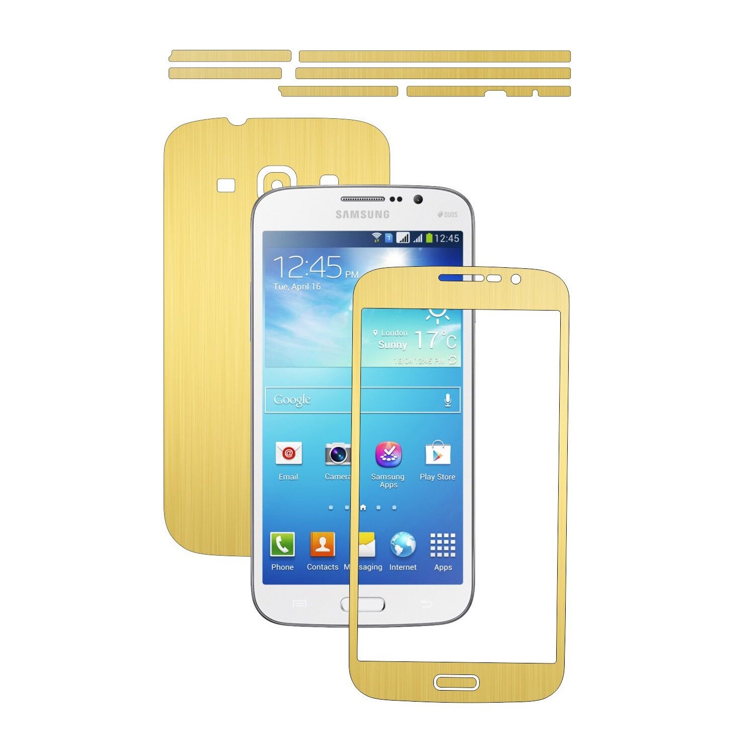 Folie de protectie Carbon Skinz, Husa de tip Skin Adeziv pentru Carcasa, Brushed Auriu dedicata Samsung Galaxy Mega 5.8