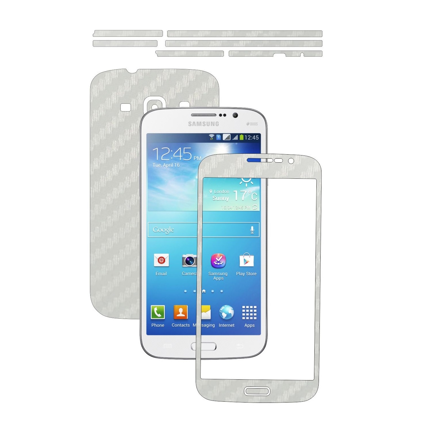 Folie de protectie Carbon Skinz, Husa de tip Skin Adeziv pentru Carcasa, Carbon Alb dedicata Samsung Galaxy Mega 5.8