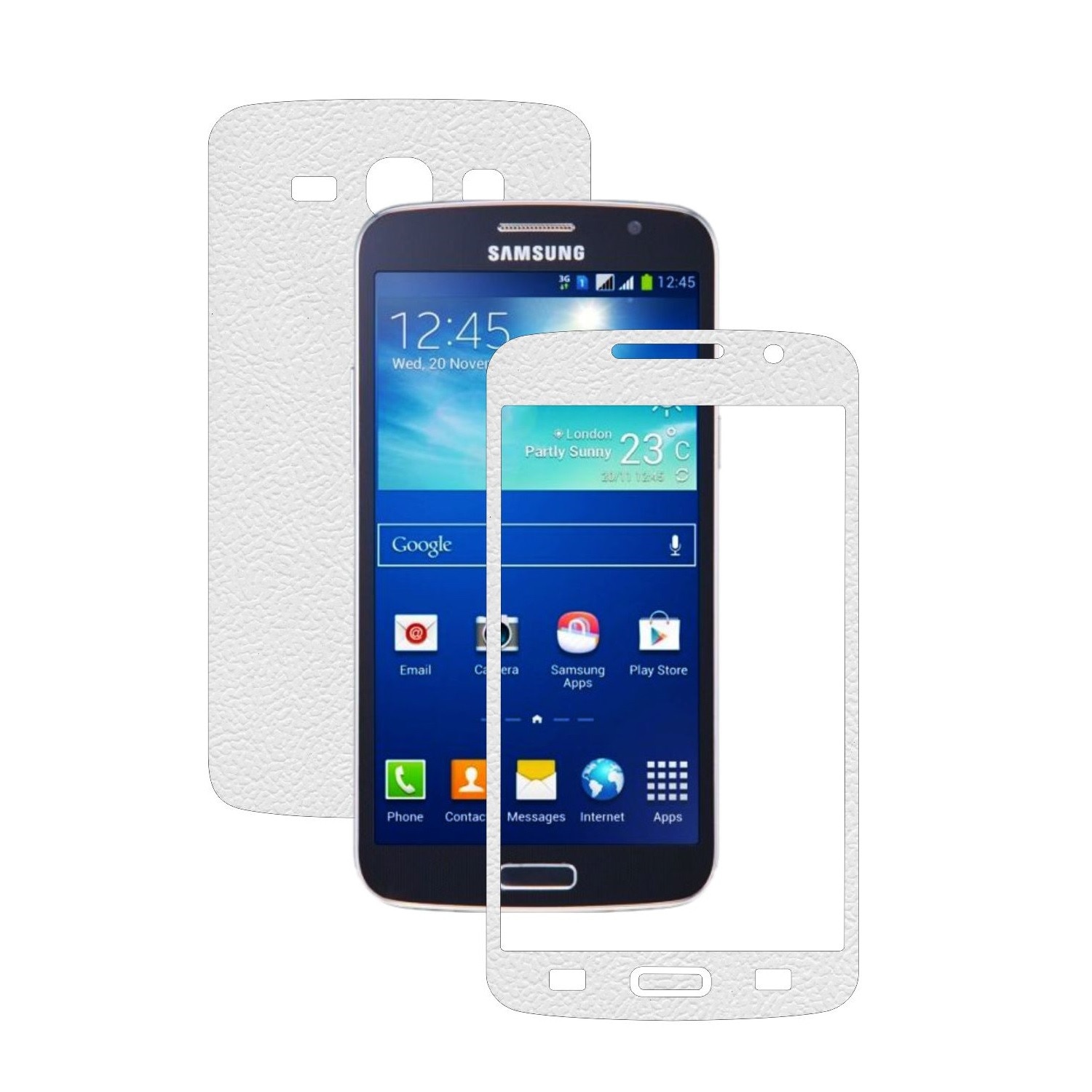 Folie de protectie Carbon Skinz, Husa de tip Skin Adeziv pentru Carcasa, Piele Alba dedicata Samsung Galaxy Grand 2