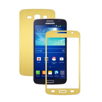 Folie de protectie Carbon Skinz, Husa de tip Skin Adeziv pentru Carcasa, Brushed Auriu dedicata Samsung Galaxy Grand 2 Folie de protectie Carbon Skinz, Husa de tip Skin Adeziv pentru Carcasa, Brushed Auriu dedicata Samsung Galaxy Grand 2