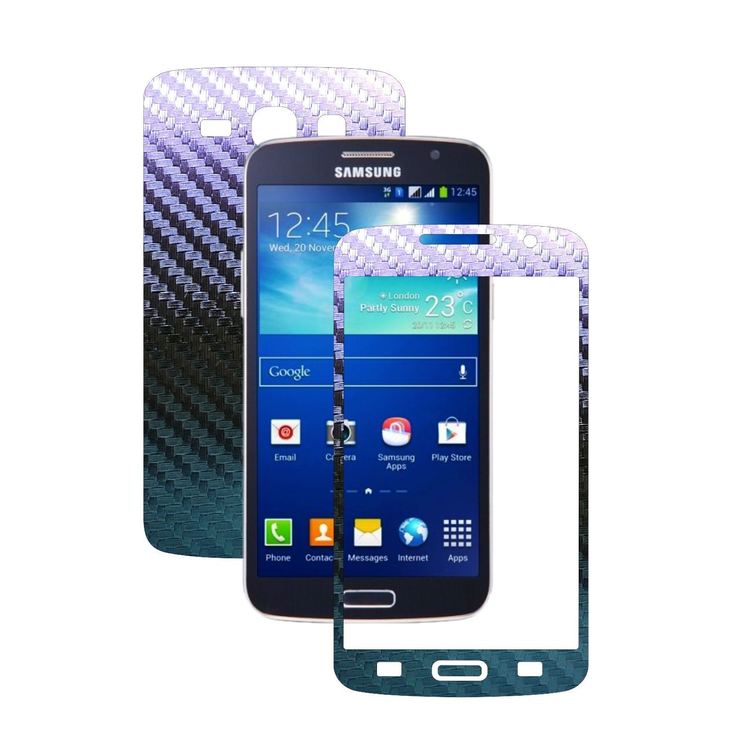 Folie de protectie Carbon Skinz, Husa de tip Skin Adeziv pentru Carcasa, Carbon Cameleon dedicata Samsung Galaxy Grand 2