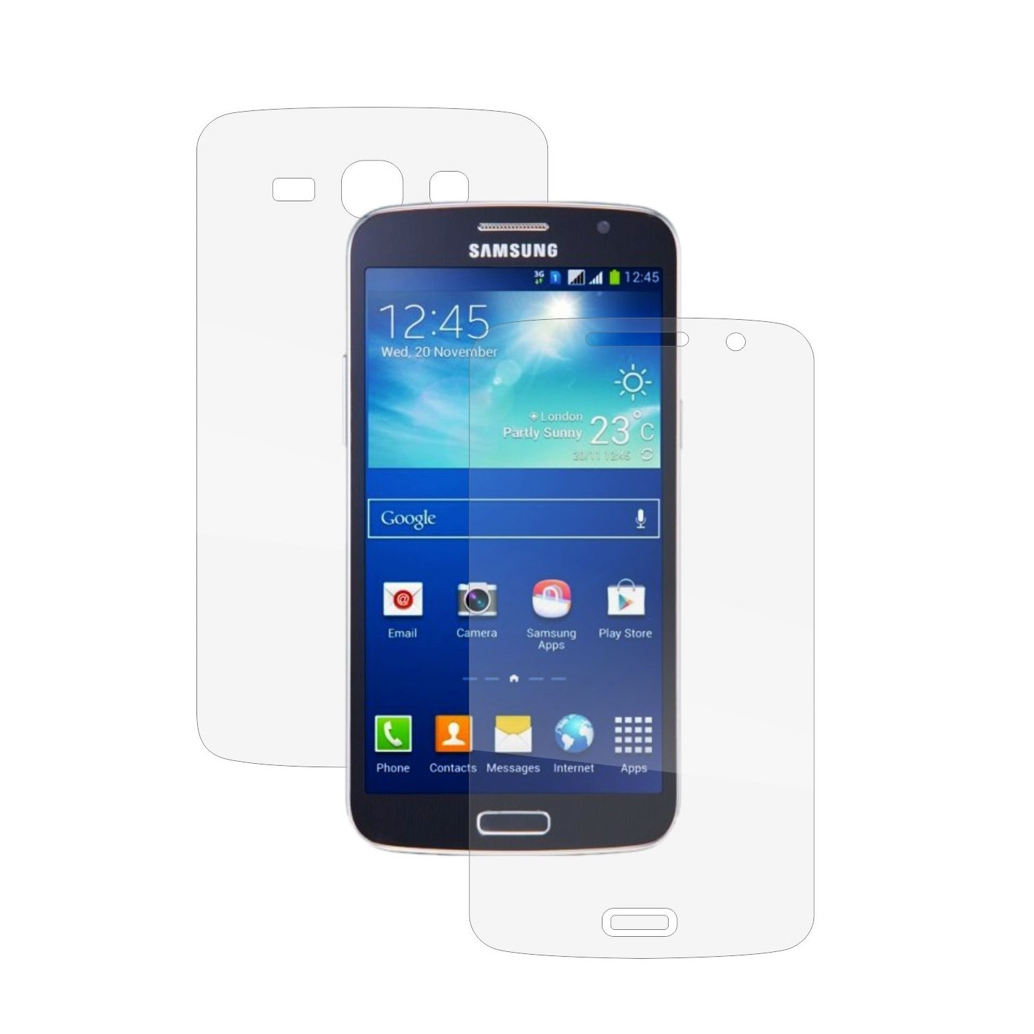 Folie Protectie Full Body Invisible Skinz Ultra-Clear HD, Husa Transparenta de tip Skin Adeziv pentru Carcasa si Ecran, dedicata Samsung Galaxy Grand 2