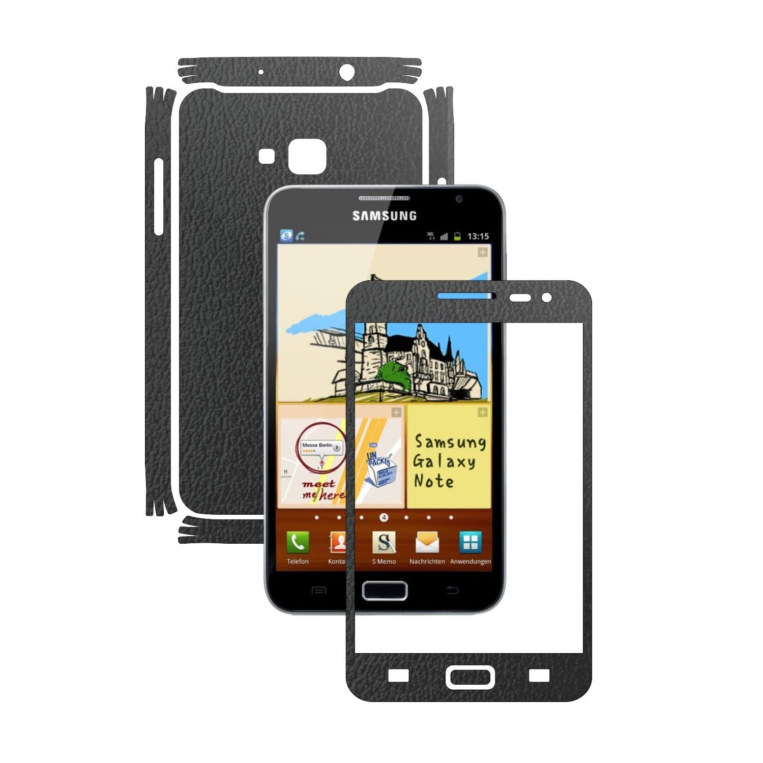 Folie de protectie Carbon Skinz, Husa de tip Skin Adeziv pentru Carcasa, Piele Neagra dedicata Samsung Galaxy Note 1