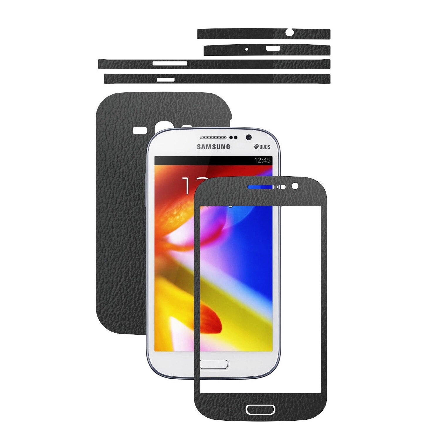 Folie de protectie Carbon Skinz, Husa de tip Skin Adeziv pentru Carcasa, Piele Neagra dedicata Samsung Galaxy Grand