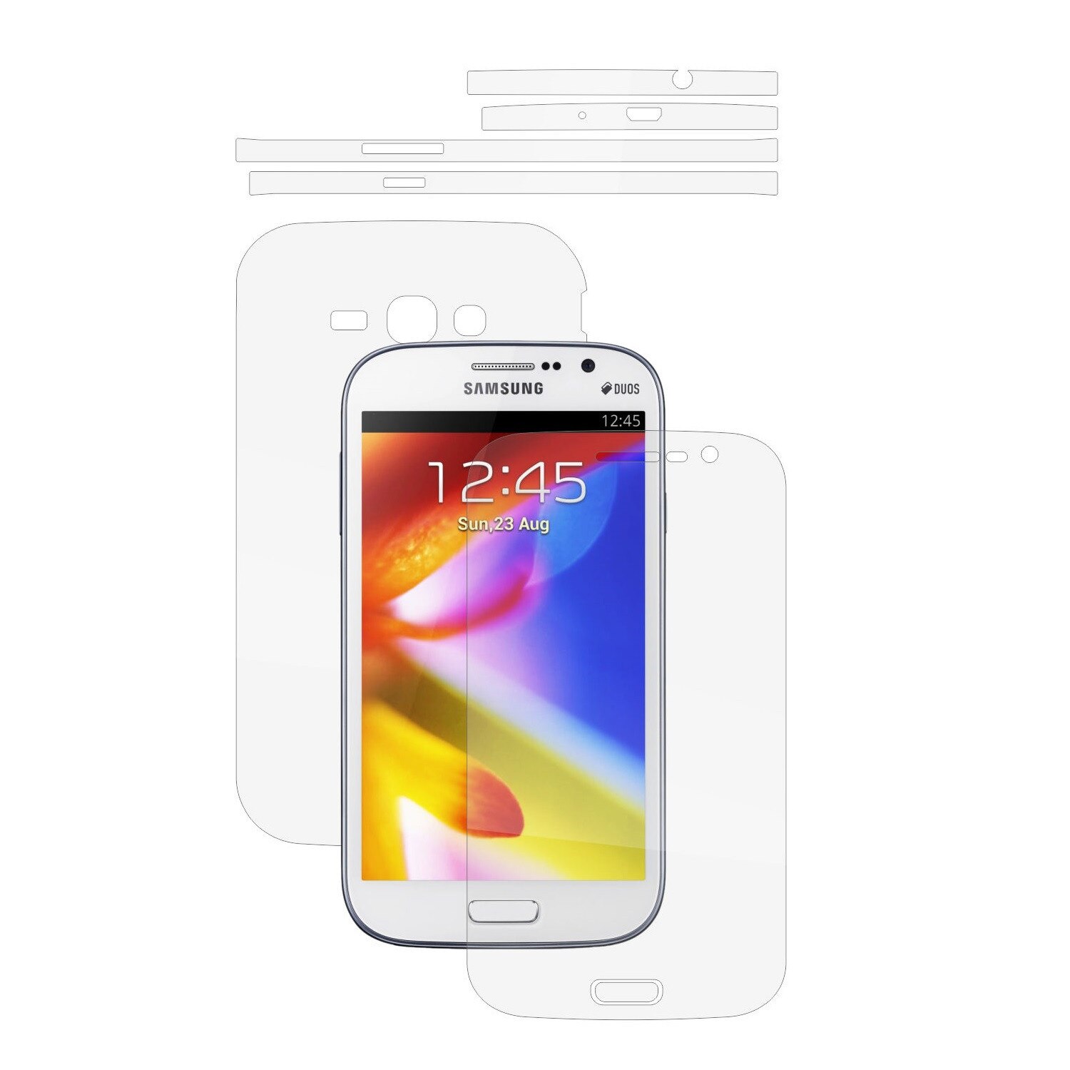 Folie Protectie Full Body Invisible Skinz Ultra-Clear AutoRegeneranta, Husa Transparenta de tip Skin Adeziv pentru Carcasa si Ecran, dedicata Samsung Galaxy Grand