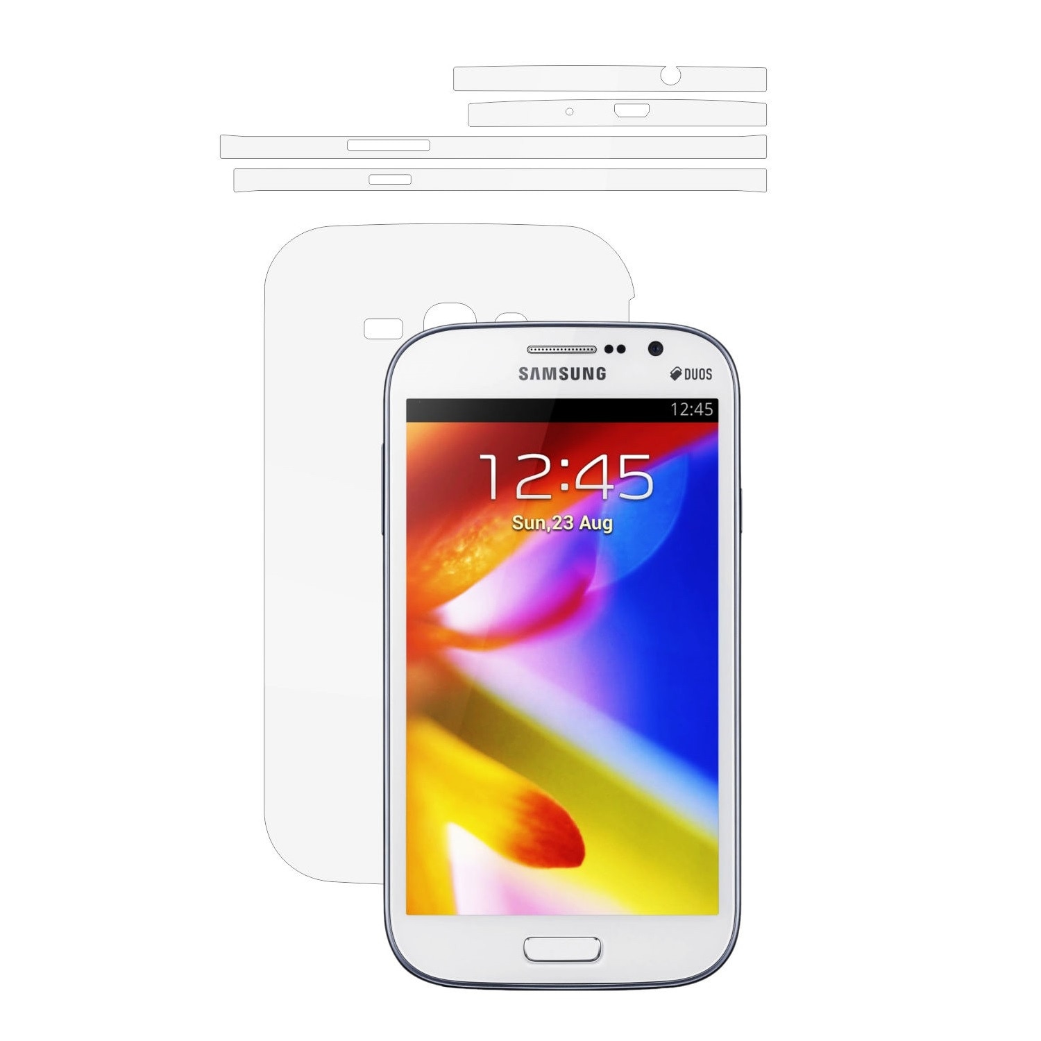 Folie Protectie Invisible Skinz Ultra-Clear AutoRegeneranta, Husa Transparenta de tip Skin Adeziv pentru Carcasa si Laterale, dedicata Samsung Galaxy Grand