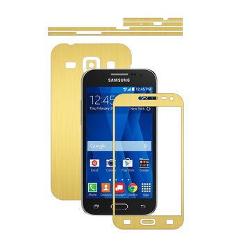 Folie de protectie Carbon Skinz, Husa de tip Skin Adeziv pentru Carcasa, Brushed Auriu dedicata Samsung Galaxy Core Prime