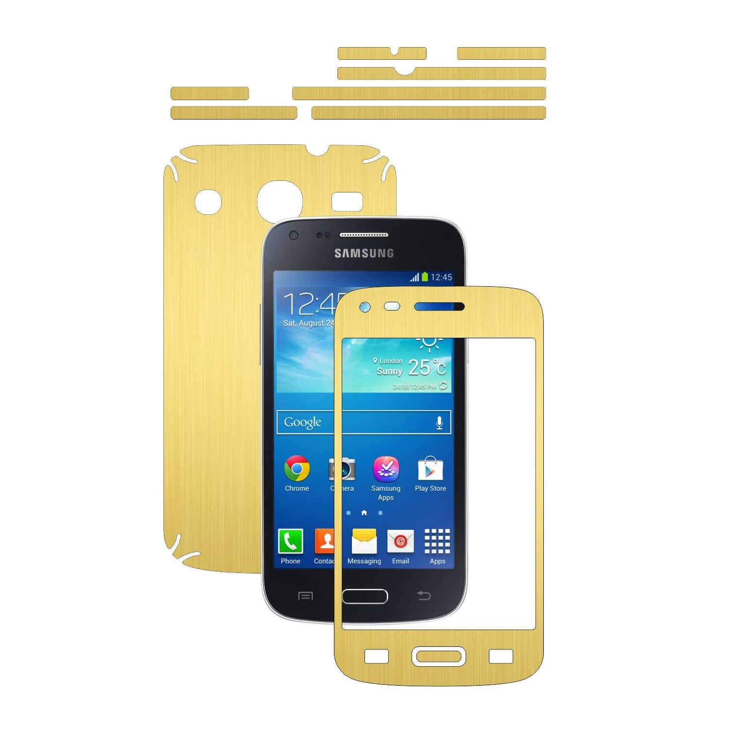 Folie de protectie Carbon Skinz, Husa de tip Skin Adeziv pentru Carcasa, Brushed Auriu dedicata Samsung Galaxy Core Plus