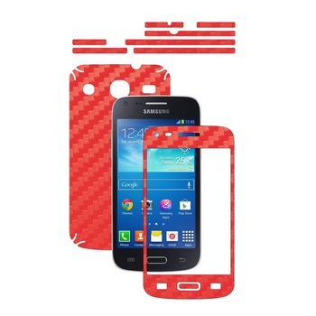 Folie de protectie Carbon Skinz, Husa de tip Skin Adeziv pentru Carcasa, Carbon Rosu dedicata Samsung Galaxy Core Plus Folie de protectie Carbon Skinz, Husa de tip Skin Adeziv pentru Carcasa, Carbon Rosu dedicata Samsung Galaxy Core Plus