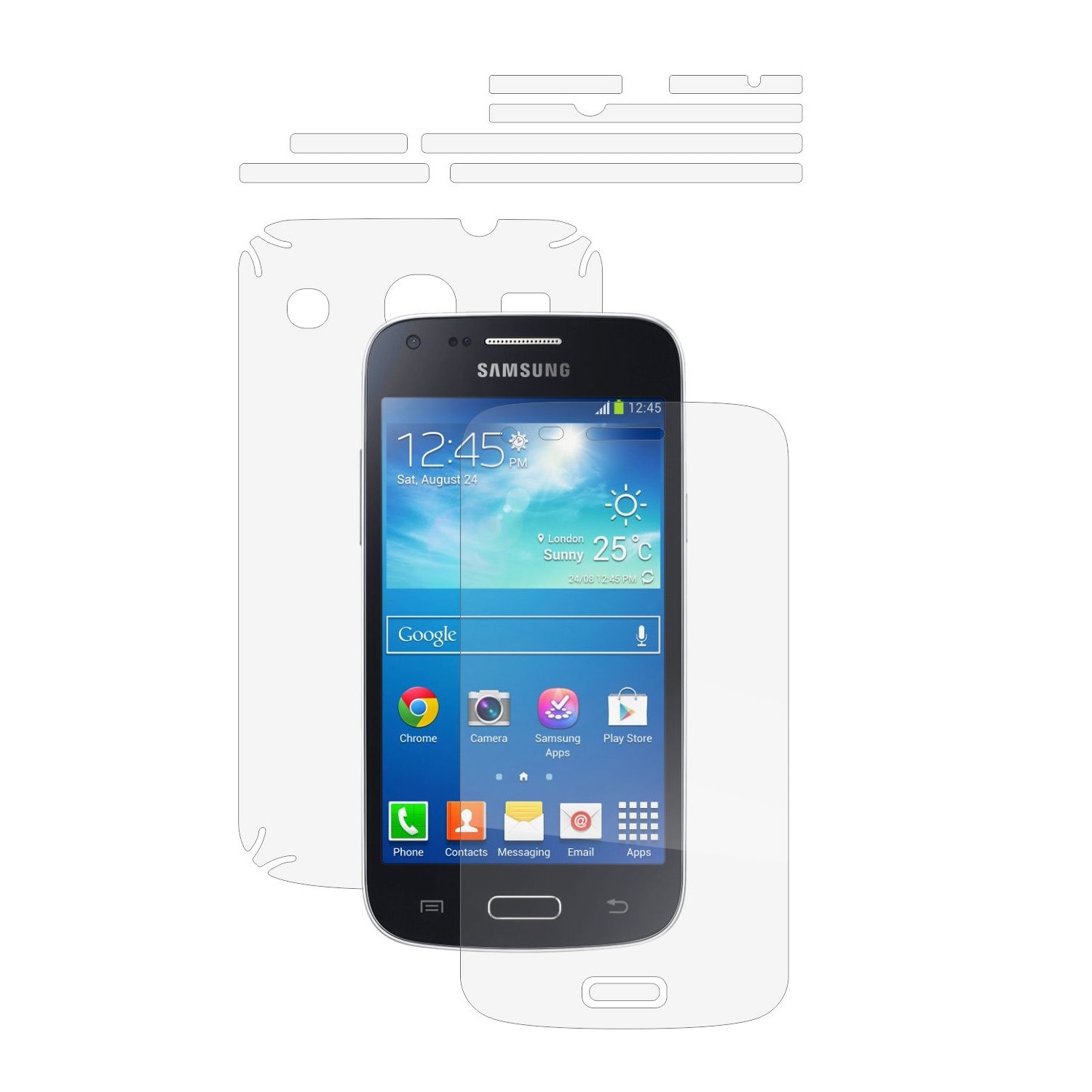 Folie Protectie Full Body Invisible Skinz Ultra-Clear AutoRegeneranta, Husa Transparenta de tip Skin Adeziv pentru Carcasa si Ecran, dedicata Samsung Galaxy Core Plus