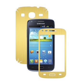 Folie de protectie Carbon Skinz, Husa de tip Skin Adeziv pentru Carcasa, Brushed Auriu dedicata Samsung Galaxy Core Folie de protectie Carbon Skinz, Husa de tip Skin Adeziv pentru Carcasa, Brushed Auriu dedicata Samsung Galaxy Core