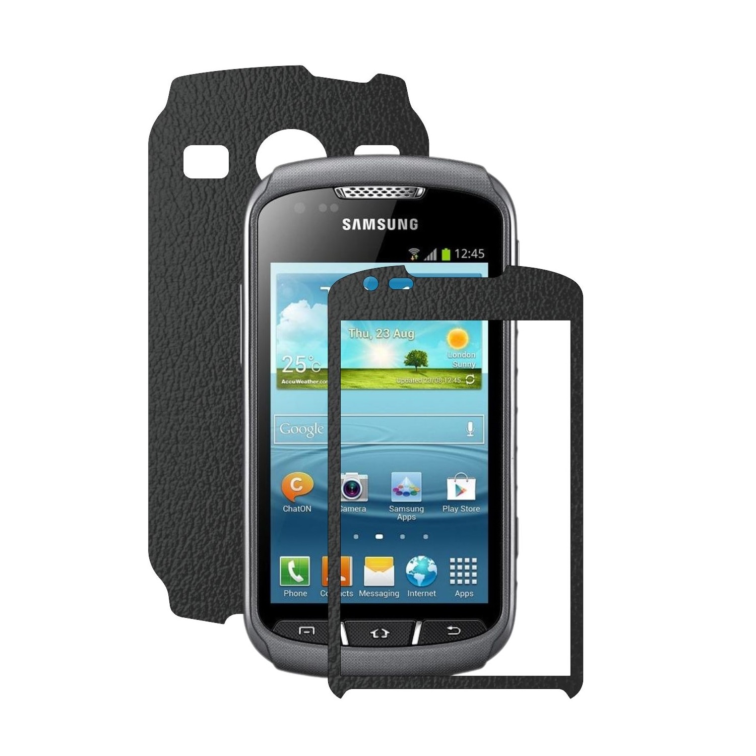 Folie de protectie Carbon Skinz, Husa de tip Skin Adeziv pentru Carcasa, Piele Neagra dedicata Samsung Galaxy Xcover 2