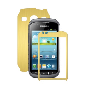 Folie de protectie Carbon Skinz, Husa de tip Skin Adeziv pentru Carcasa, Brushed Auriu dedicata Samsung Galaxy Xcover 2