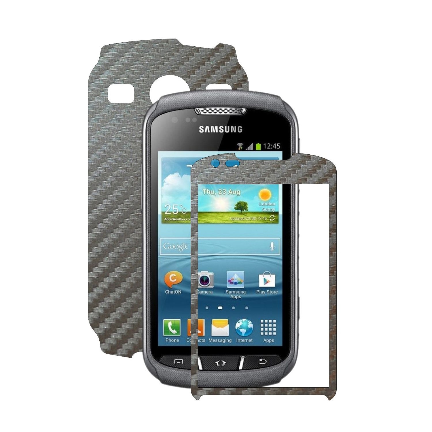 Folie de protectie Carbon Skinz, Husa de tip Skin Adeziv pentru Carcasa, Carbon Gri Argintiu dedicata Samsung Galaxy Xcover 2