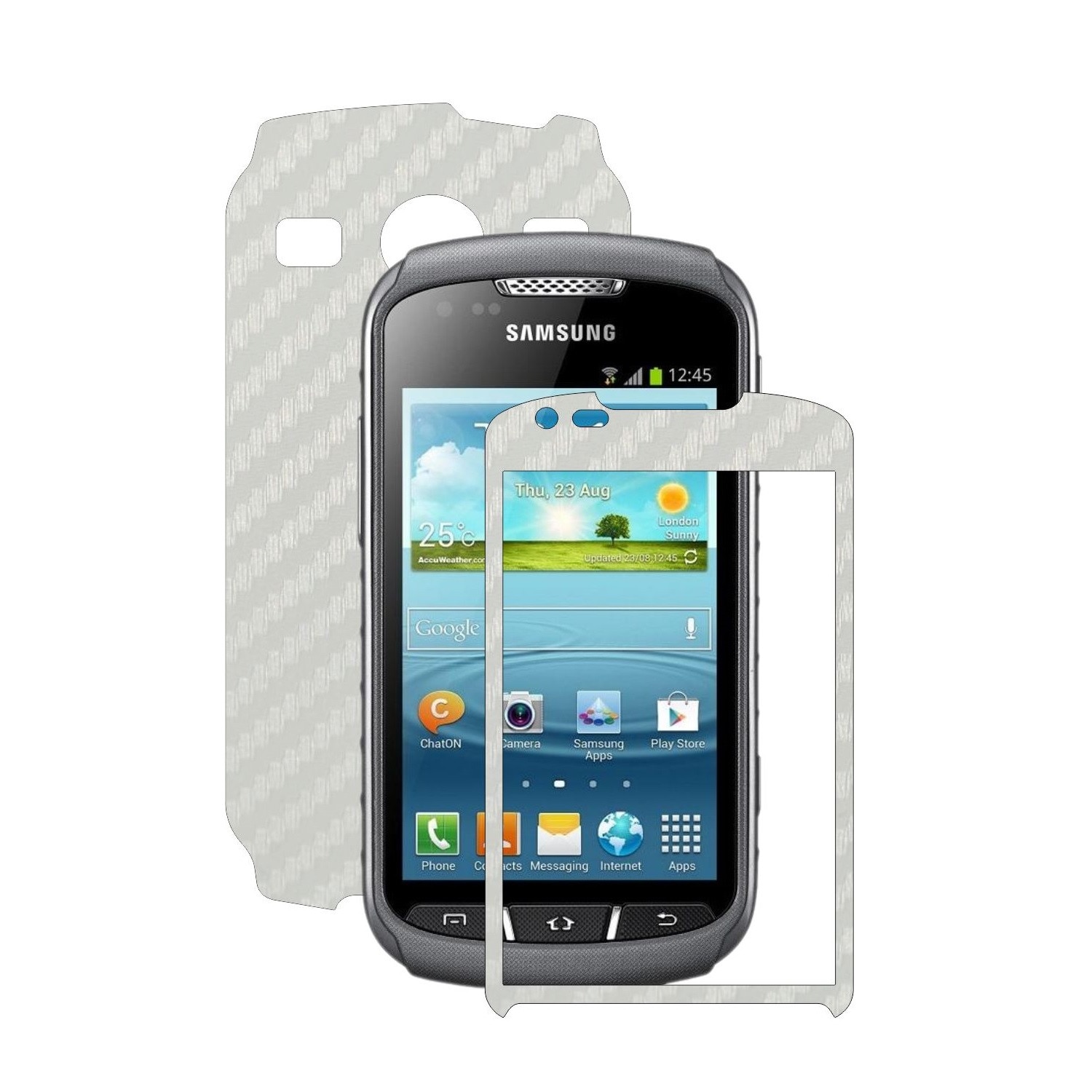 Folie de protectie Carbon Skinz, Husa de tip Skin Adeziv pentru Carcasa, Carbon Alb dedicata Samsung Galaxy Xcover 2