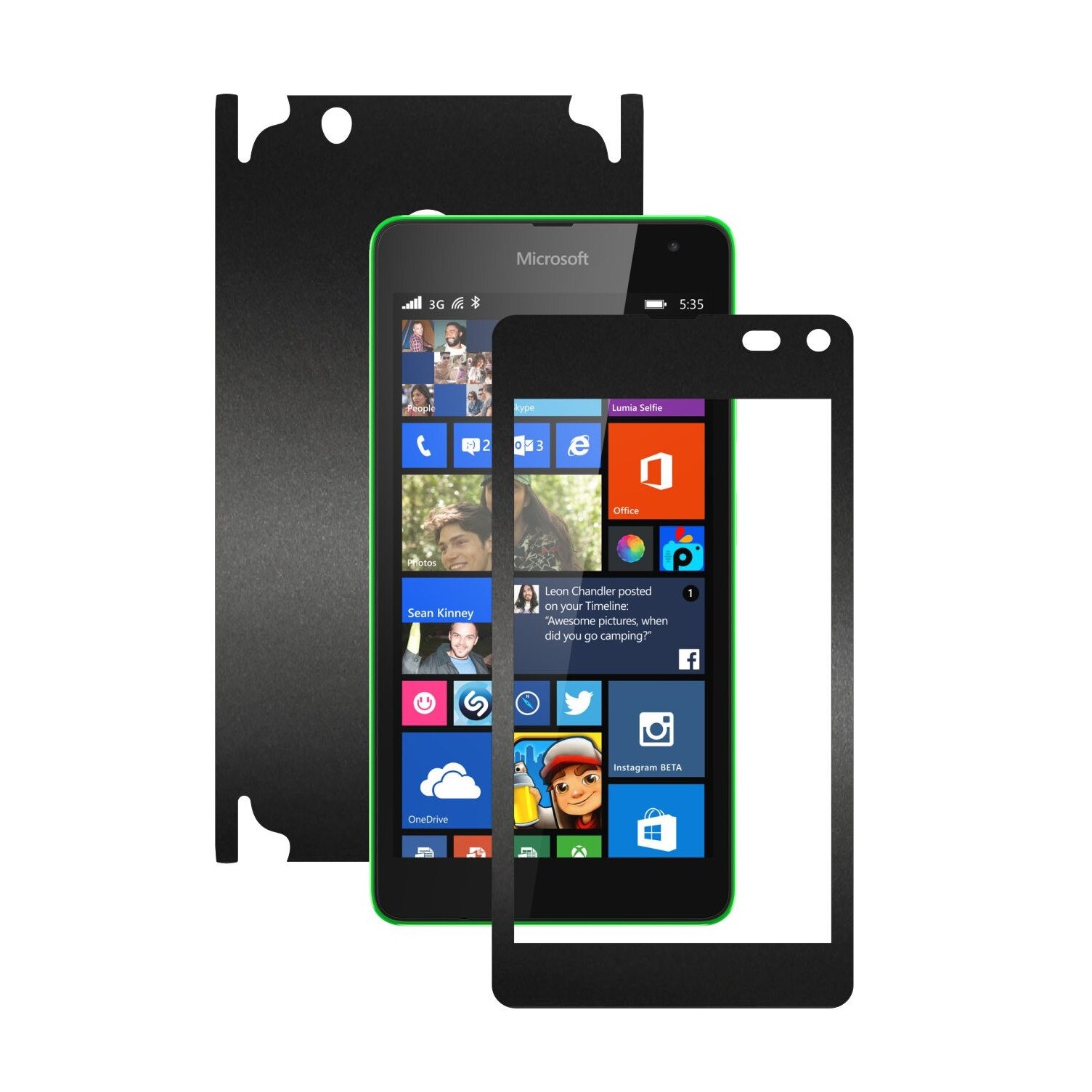Folie de protectie Carbon Skinz, Husa de tip Skin Adeziv pentru Carcasa, Negru Mat dedicata Microsoft Lumia 535