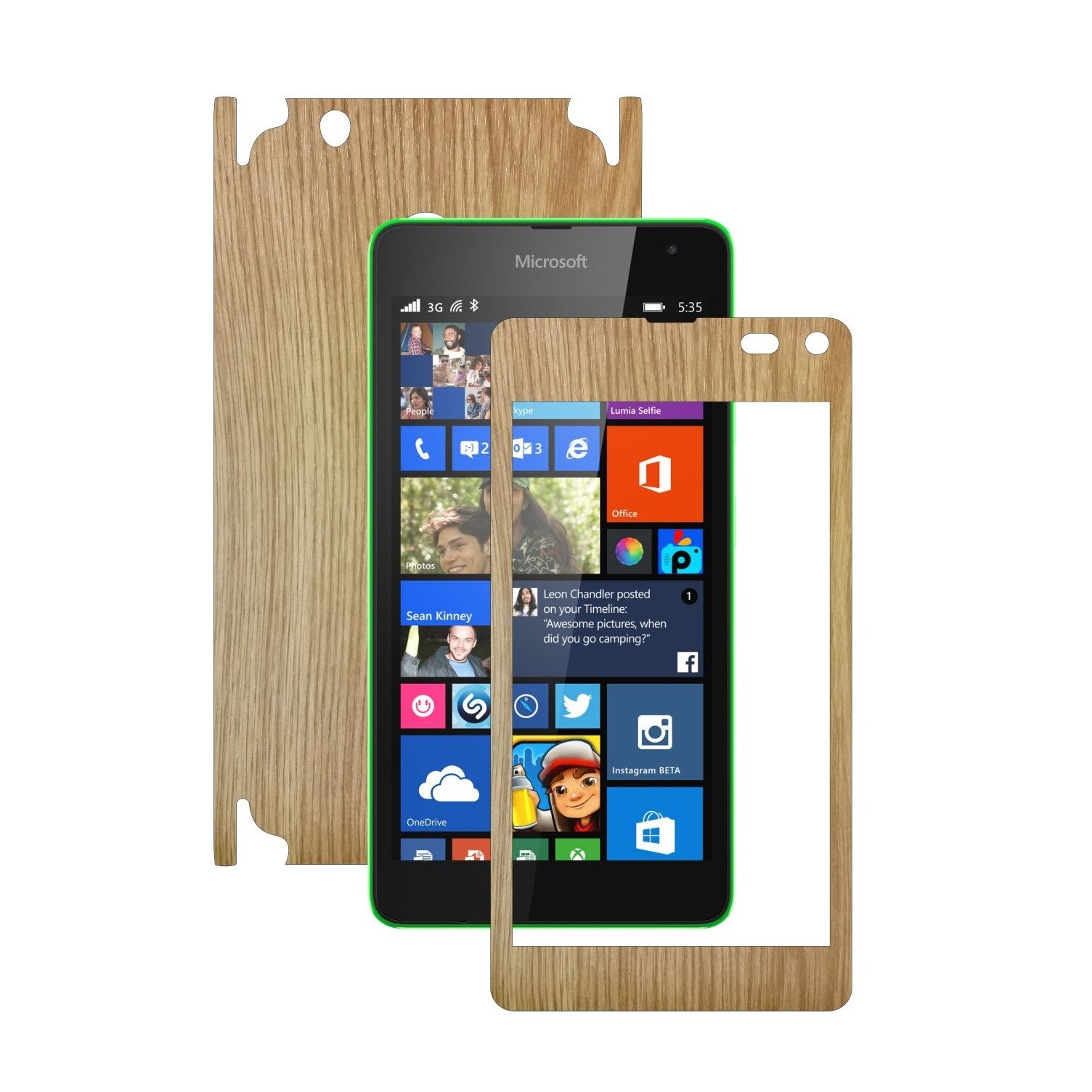 Folie de protectie Carbon Skinz, Husa de tip Skin Adeziv pentru Carcasa, Lemn Stejar dedicata Microsoft Lumia 535