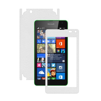 Folie de protectie Carbon Skinz, Husa de tip Skin Adeziv pentru Carcasa, Piele Alba dedicata Microsoft Lumia 535 Folie de protectie Carbon Skinz, Husa de tip Skin Adeziv pentru Carcasa, Piele Alba dedicata Microsoft Lumia 535