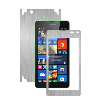 Folie de protectie Carbon Skinz, Husa de tip Skin Adeziv pentru Carcasa, Brushed Argintiu dedicata Microsoft Lumia 535