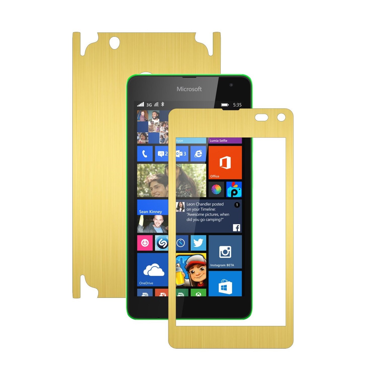 Folie de protectie Carbon Skinz, Husa de tip Skin Adeziv pentru Carcasa, Brushed Auriu dedicata Microsoft Lumia 535