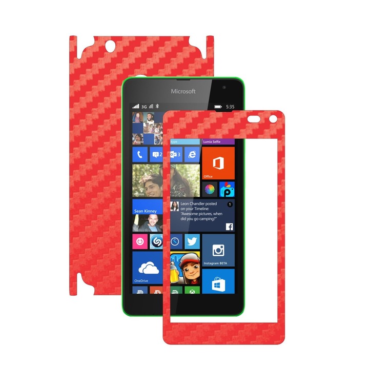 Защитен филм Carbon Skinz, Adhesive Skin Cover for the Case, Carbon Red, посветен на Microsoft Lumia 535