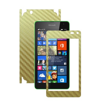Folie de protectie Carbon Skinz, Husa de tip Skin Adeziv pentru Carcasa, Carbon Auriu dedicata Microsoft Lumia 535