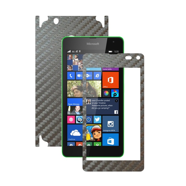 Защитно фолио Carbon Skinz, Адхезивно защитно покритие за калъфа, Carbon Grey Silver, посветено на Microsoft Lumia 535