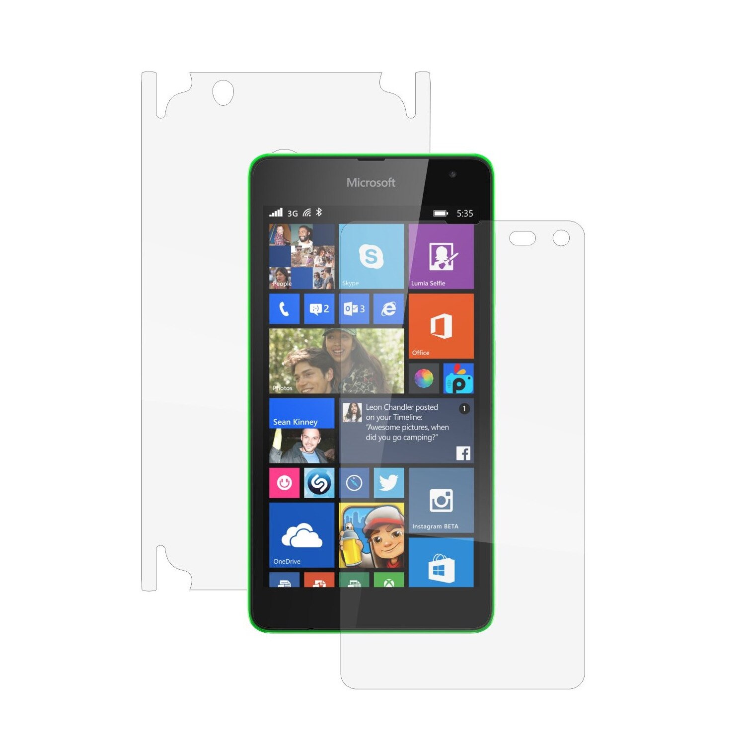 Folie Protectie Full Body Invisible Skinz Ultra-Clear AutoRegeneranta, Husa Transparenta de tip Skin Adeziv pentru Carcasa si Ecran, dedicata Microsoft Lumia 535