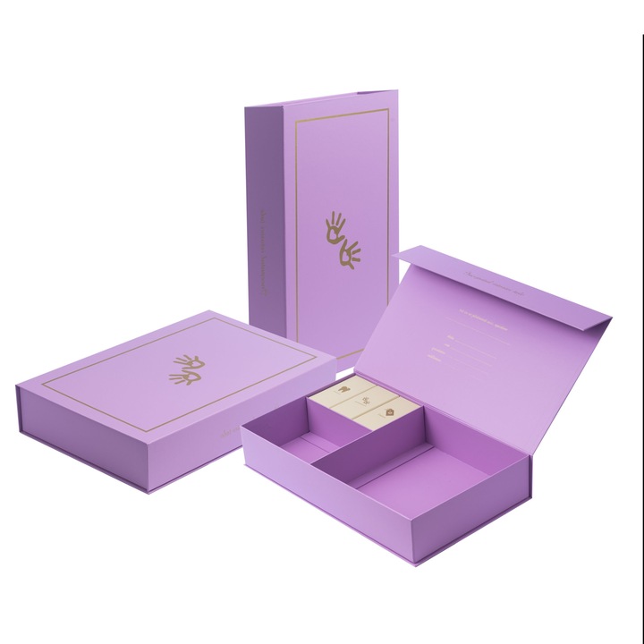 Kit Cutie Amintiri Bebelusi YouBook, 2 Compartimente, 3 Cutiute, 3 Plicuri, Set Stickere, Felicitare, Culoare Lila