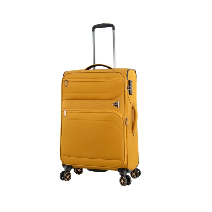 Куфар Snowball SW21504, Голям, Найлон, TSA код, Разтегателен, 77 cm, Жълт