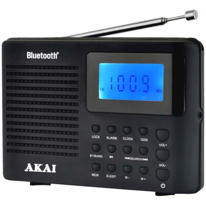 Akai APR-400 hordozható rádió, Bluetooth, AM/FM rádió, fekete