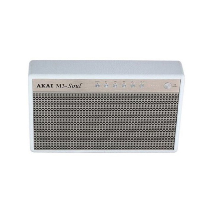 Преносим високоговорител Akai M3-SOUL, 20W, Bluetooth, USB, Aux in, функция за зареждане на мобилно устройство, Бял