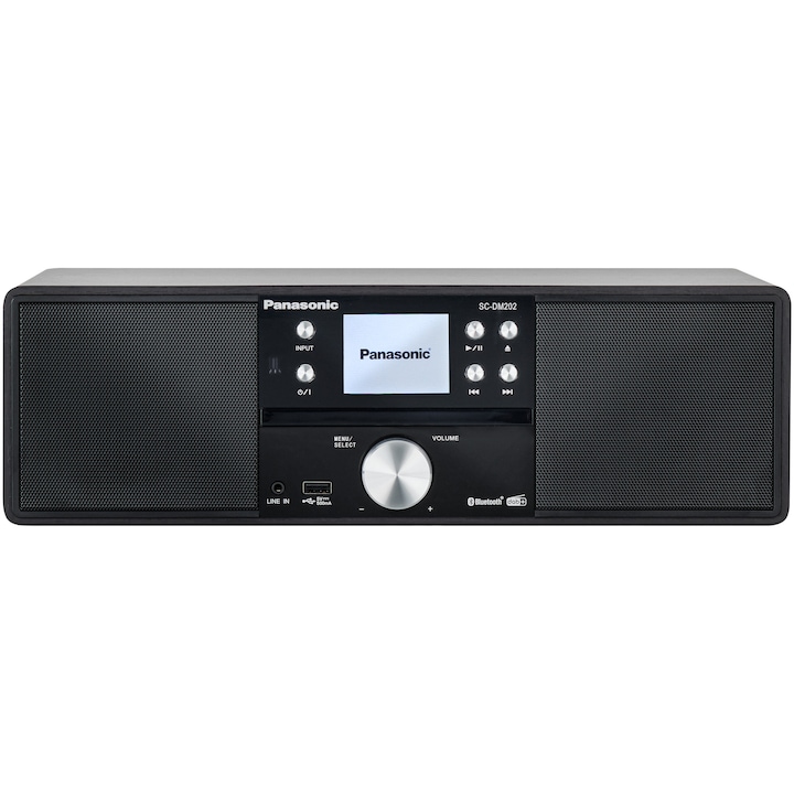 Аудио микросистема Panasonic SC-DM202EG-K, 24W, Bluetooth, USB, CD, FM радио, DAB+, Часовник, Черен