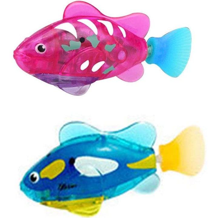 ComResi játékhal készlet, 2 db, fürdőhöz, műanyag, 8x3,5 cm, rózsaszín/kék
