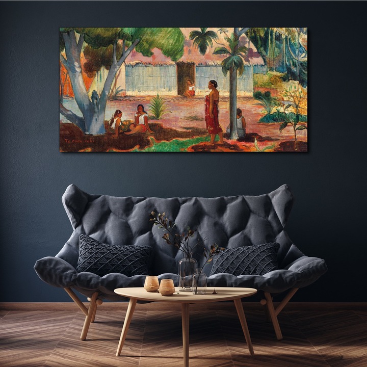 Vászonkép, Coloray, Négyszögletes, Falusi Kunyhók Festése A Helyiek, Többszínű, 140x70 cm, 010030010100000017643