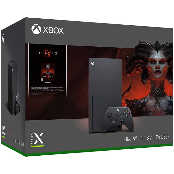 Конзола Microsoft Xbox Series X 1TB, Black + Diablo IV Bundle Game