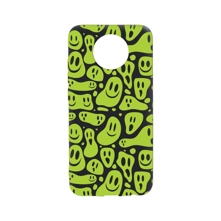 BestCase Slim Szilikon 0.8MM telefontok, Nokia C10, Green Acid Smiley, B 1051