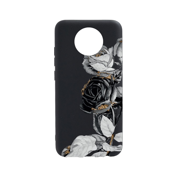 BestCase Slim Szilikon 0.8MM telefontok, Nokia C10, Black Rose, B 990