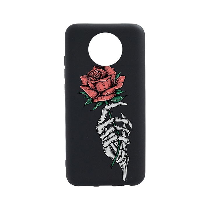 BestCase Slim Szilikon 0.8MM telefontok, Nokia C10, Rose In Skeleton Hand, B 1023