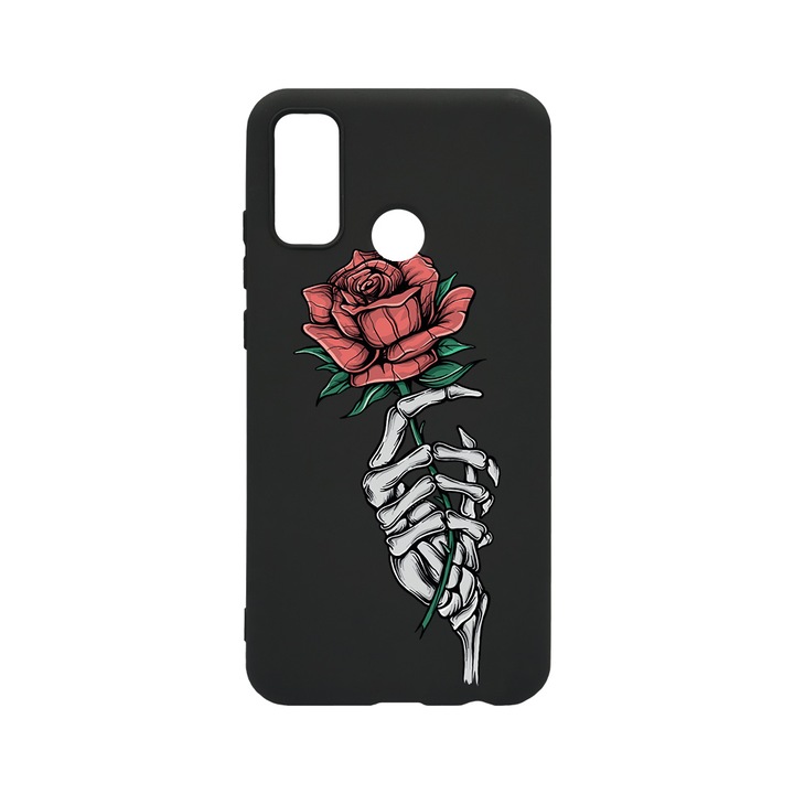 BestCase Slim Szilikon 0.8MM telefontok, Huawei P Smart (2020), Rose In Skeleton Hand, B 1023